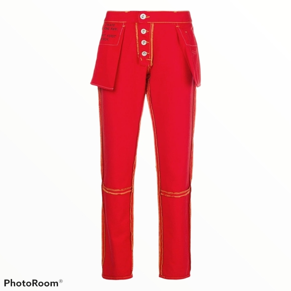 BEN TAVERNITI UNRAVEL PROJECT Red Reverse Boyskinny Jeans Lipstick NEW Size W26 - Picture 3 of 11